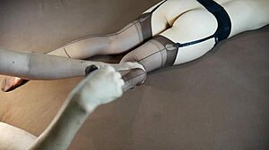 horny milf gets soles massage in nylon stockings with sexy feet tickling