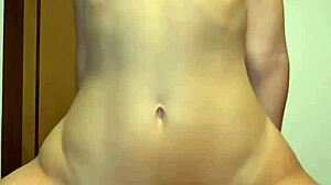 Damn! Amateur cowgirl with perfect tits rides hard in dorm!