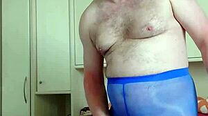 Chubby Feet Fetish Massage in Blue Leggings Bedroom