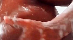 Soapy Tits on Natural Ebony Beauty - Oh My God, What a Sight to See!