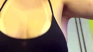 Woman Flashes Wet Pussy And Hard Nipples In Building Gym