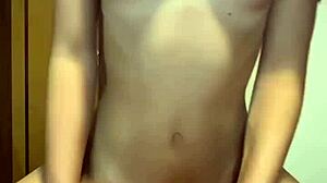 Damn! Amateur cowgirl with perfect tits rides hard in dorm!