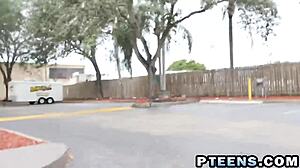 experienced blonde teen 18+ enjoys two dongs in group blowjob