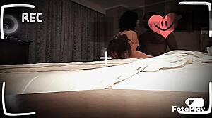 Snowbunnyqueen27 in interracial threesome.