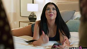 Holly Day, exchange student, needs a spanking after misbehaving in wild threesome.