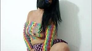 Cute Curvy Girl Opens Wet Pussy and Slides in Pink Dildo for Show