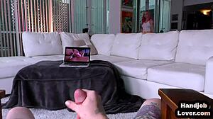 Colored-hair teen slams boyfriend with fierce POV handjob and dirty talk