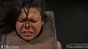 Girl Performs Striptease In Cage With Ripped Clothes