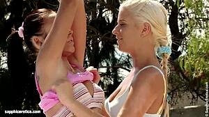 devin and iris sweat it out before lesbian poolside fingering. sapphic erotica captures every steamy lick near the water!