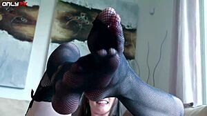 Hot Nympho Tori Black Strips in Kitchen with Vibrator