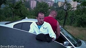 wanna see a girl get facial cum through car window?