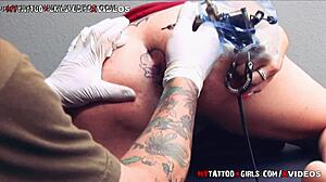 amina sky gets an extreme tattoo on her asshole in exclusive session