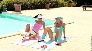 devin and iris sweat it out before lesbian poolside fingering. sapphic erotica captures every steamy lick near the water!