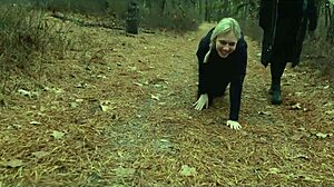 Two Perverts Lead Bubble Butt Milf for Forest Crawl Adventure