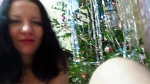 hot milf blew me by christmas tree, got tons of cum