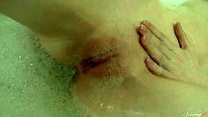 tiny blonde paula z fingers eager pussy in bathtub