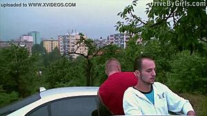 wanna see a girl get facial cum through car window?