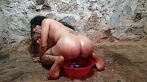 Trans Babe Goes Wild with Pickle in Anal Play  