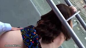 Quick balcony fun in pac-man skirt