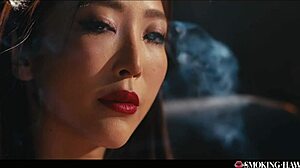 Japanese Girl Teases with Dirty Talk and Smoke on Cock