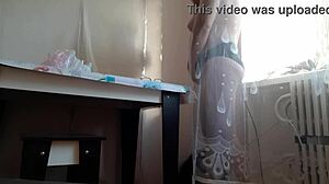 I caught stepmom masturbatin behind curtain, oops orgasm hit