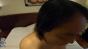 Chubby beauty rides hard until she gets a messy creampie in wild POV action.