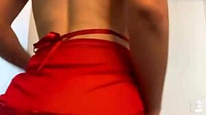 Hot Curly Babe Strips Panties And Twerks In Red Lingerie!