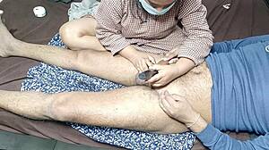 Uh, stepmom trimming my cock hair, feels so weird!