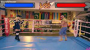 Blondie Fesser as Kolin in Street Fighter cosplay sextape, banging hard outdoors