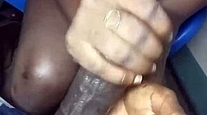 African teen shows her phat lips sucking cock and drinking cum