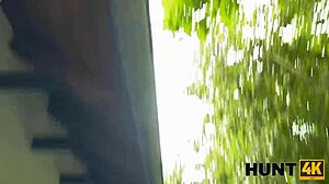 hunter scores hot outdoor action with brunette