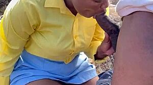 Massive BBC slams juicy ebony ass outdoors in raw homemade action