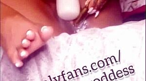 sexy ebony babe squirts with dildo play