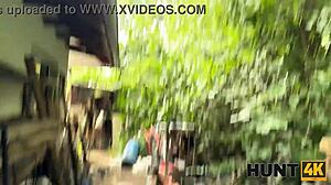 hunter scores hot outdoor action with brunette