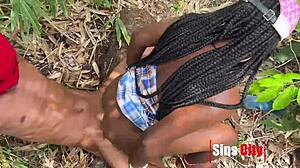 Horny Girls Ride Big Black Cock Outdoor Wetly