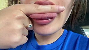 Awesome latina with spitting mouth