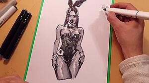 Drawn sexy Latina in latex gets bent over for wild ass action