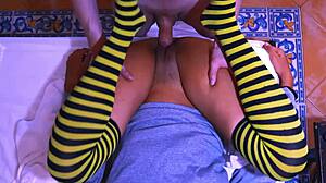 Shy Latina secretary seduces married boss in late office affair