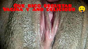 Lick that big ass and wet vagina of my Ecuadorian wife bent over on all fours in doggystyle action!