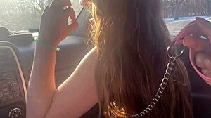 Her Cuck Man Calls While She Cums Harder Outdoors