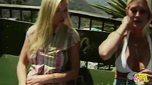 Two busty tattooed blondes finger and lick pussy to orgasm in pool