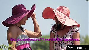 Stunning Lesbians Lick Pussy in Outdoor Garden