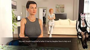 In the bar, Jessica O'Neil teases with stockings and upskirt views in her hard news game episode 33, blending brunette and blonde office slut vibes.