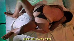 Subtiled cuckold films - husband watches wife FUCKING big thick cock in amateur THREESOME