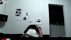 damn, that latina tattooed babe pounding her tight ass on a big cock