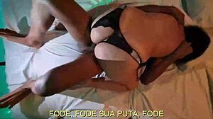 Subtiled cuckold films - husband watches wife FUCKING big thick cock in amateur THREESOME