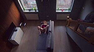 I got caught masturbating by my roommate in the dorm, but I kept going as he watched the blonde flashing.