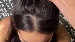 intriguing cute submissive girlfriend offers deep sloppy blowjob to piercing big dick in amateur lick session