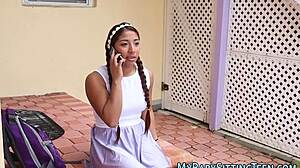 why does this latin teen 18+ babysitter crave a hardcore facial cumshot from masturbation?