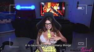 pornstar sara blonde took on two cocks with deepthroat gagging and bent over asshole fucking after the colombian stream